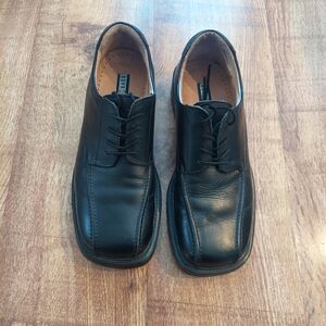 Black Square Toe Vintage Formal Leather Shoes 90s Chunky 8